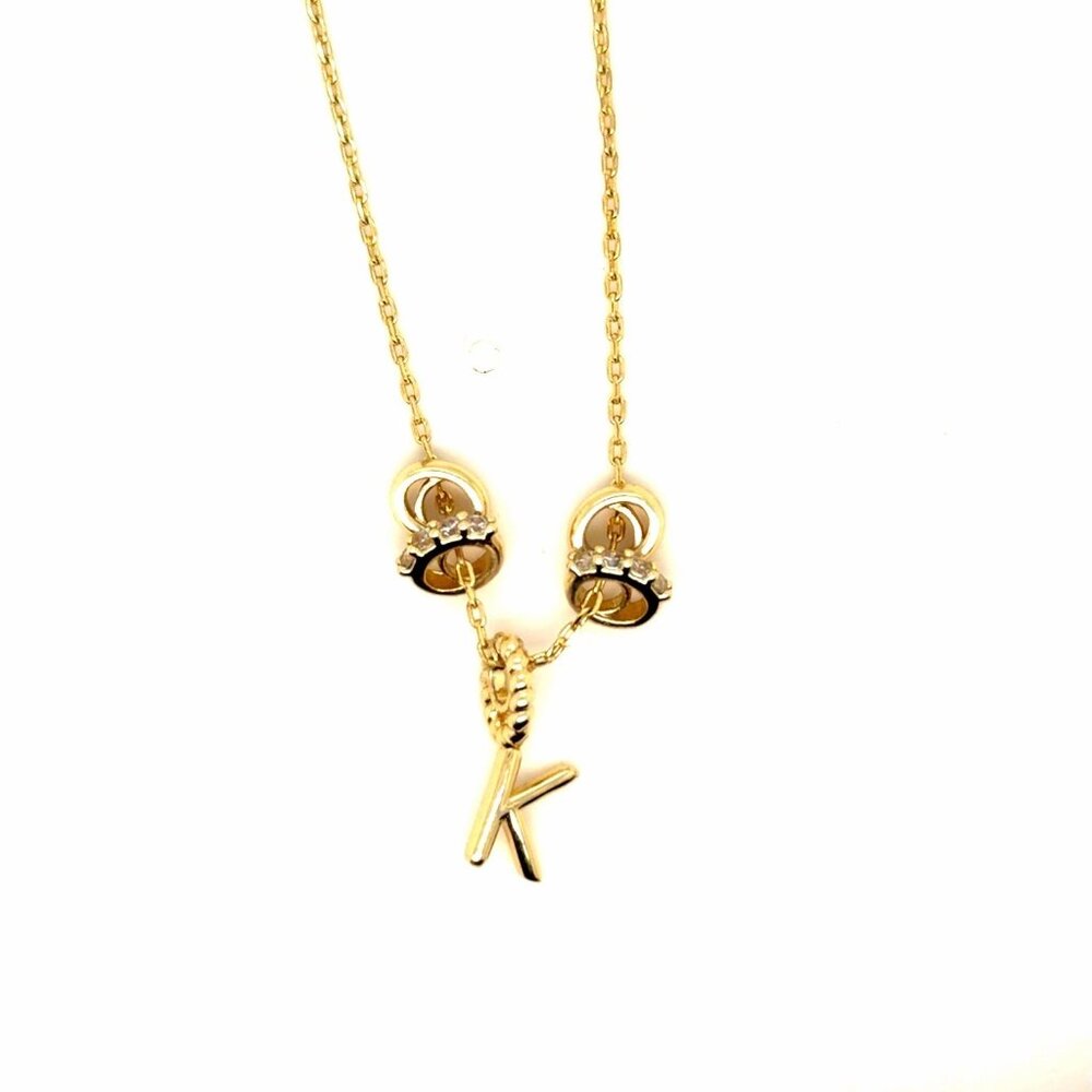 Gold Plated Letter K‎ Charm Necklace (n2)